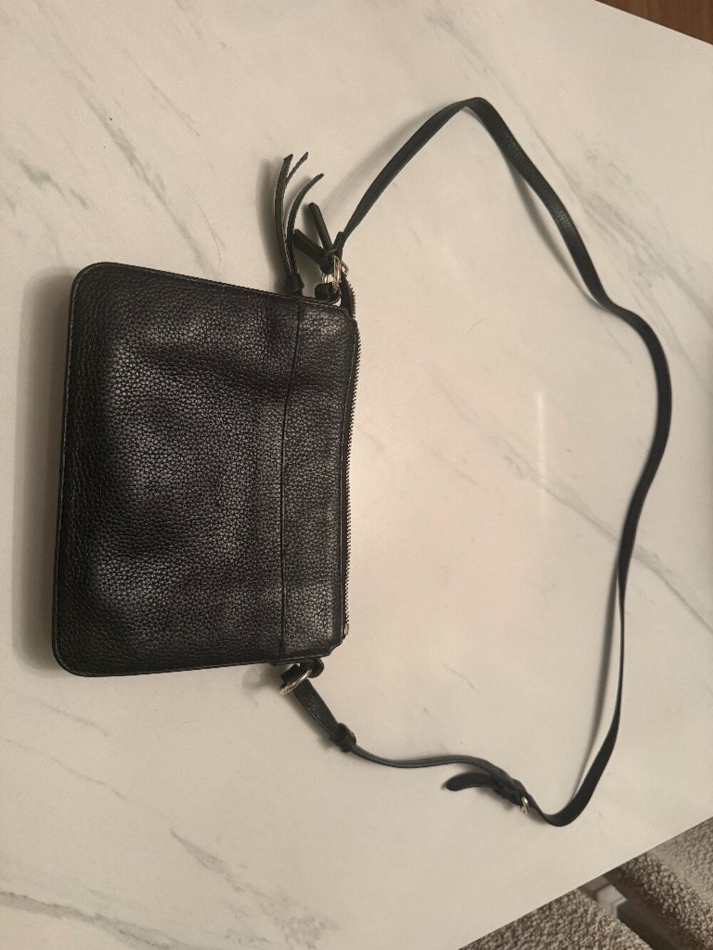 Vince Camuto Black Pebbled Leather Crossbody Bag